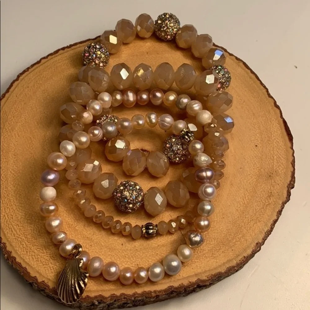 Take Me Away Glass Bead Bracelet 4 Piece Set